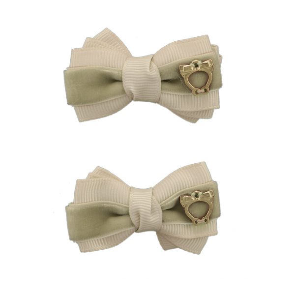 Baby Bow Clips Small – Olive Grey