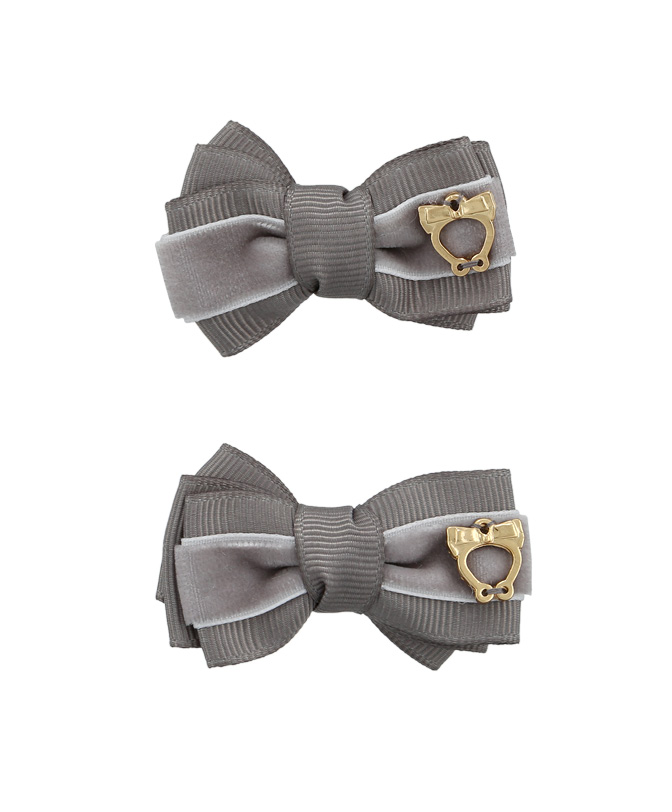 Baby Bow Clips Small – Metal Grey